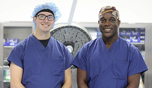 Dr. Scott Koenig, orthopedic surgeon (left) and Dr. Nathaniel Saint-Preux, general surgeon Dr. Scott Koenig, orthopedic surgeon (left) and Dr. Nathaniel Saint-Preux, general surgeon